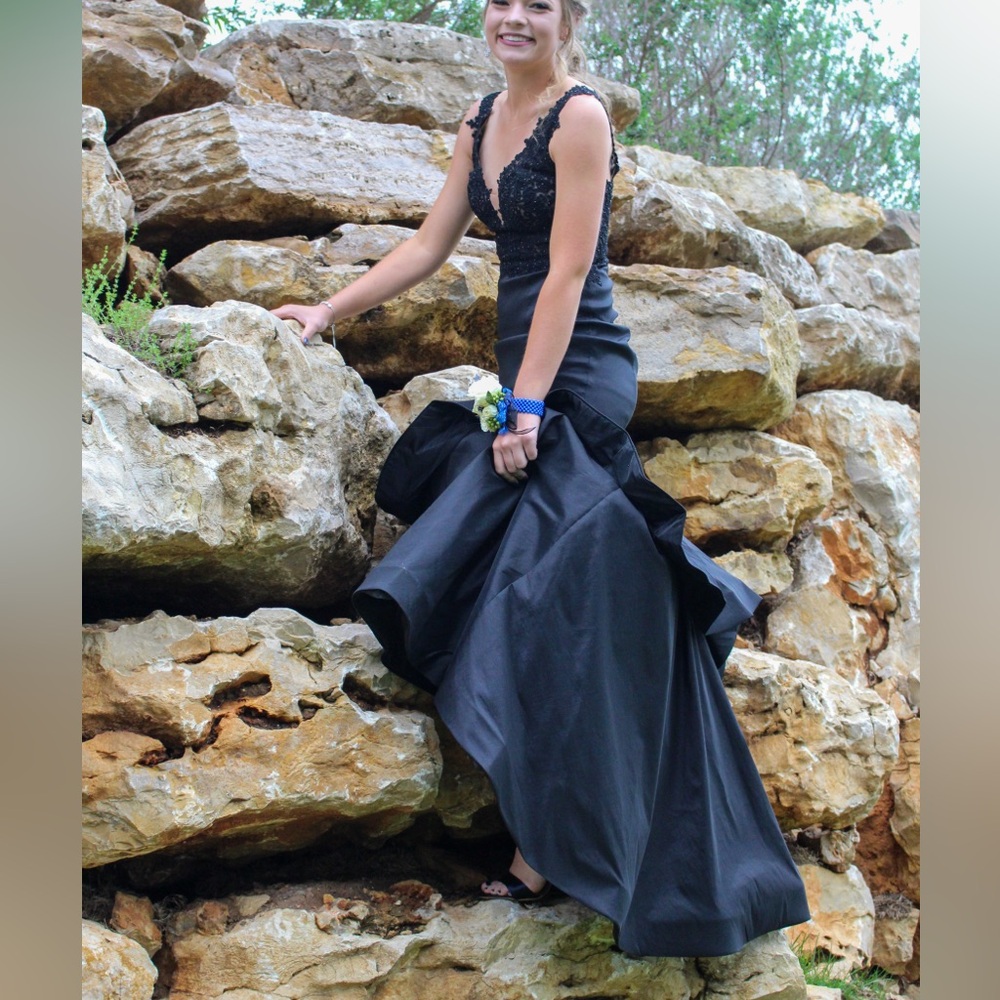 Faviana Black Lace Prom Dress